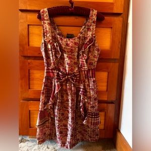 Sundress classy Summer fit dress in Plaid & Flower 2 Print.